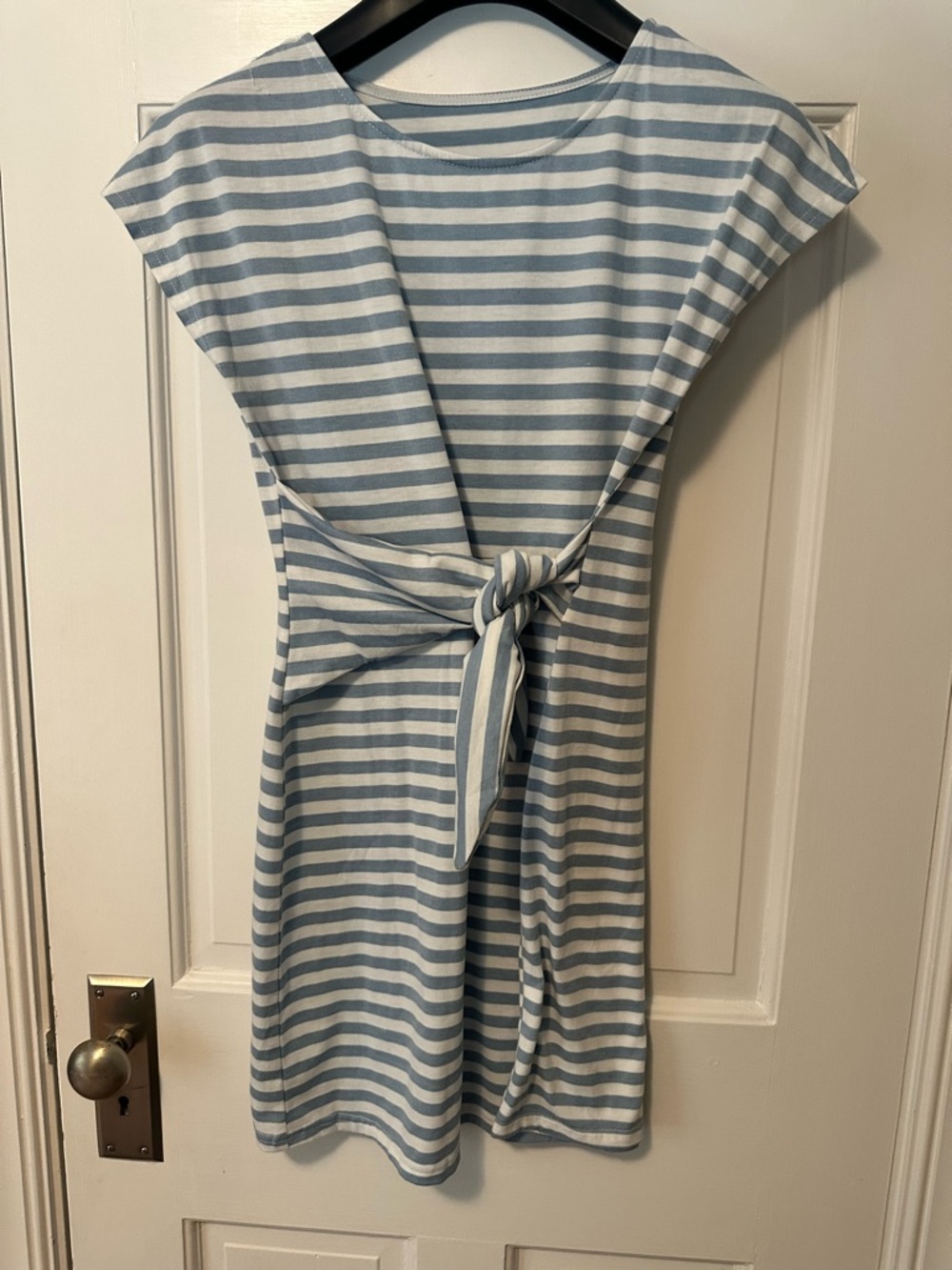 Cupshe Blue and White Striped Tie-Front Mini Dress - Size Small
